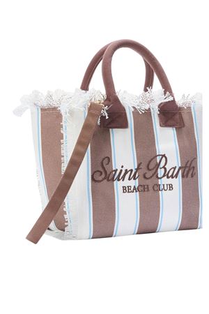 Borsa in canvas di cotone marrone e bianco SAINT BARTH KIDS | COL000102597L